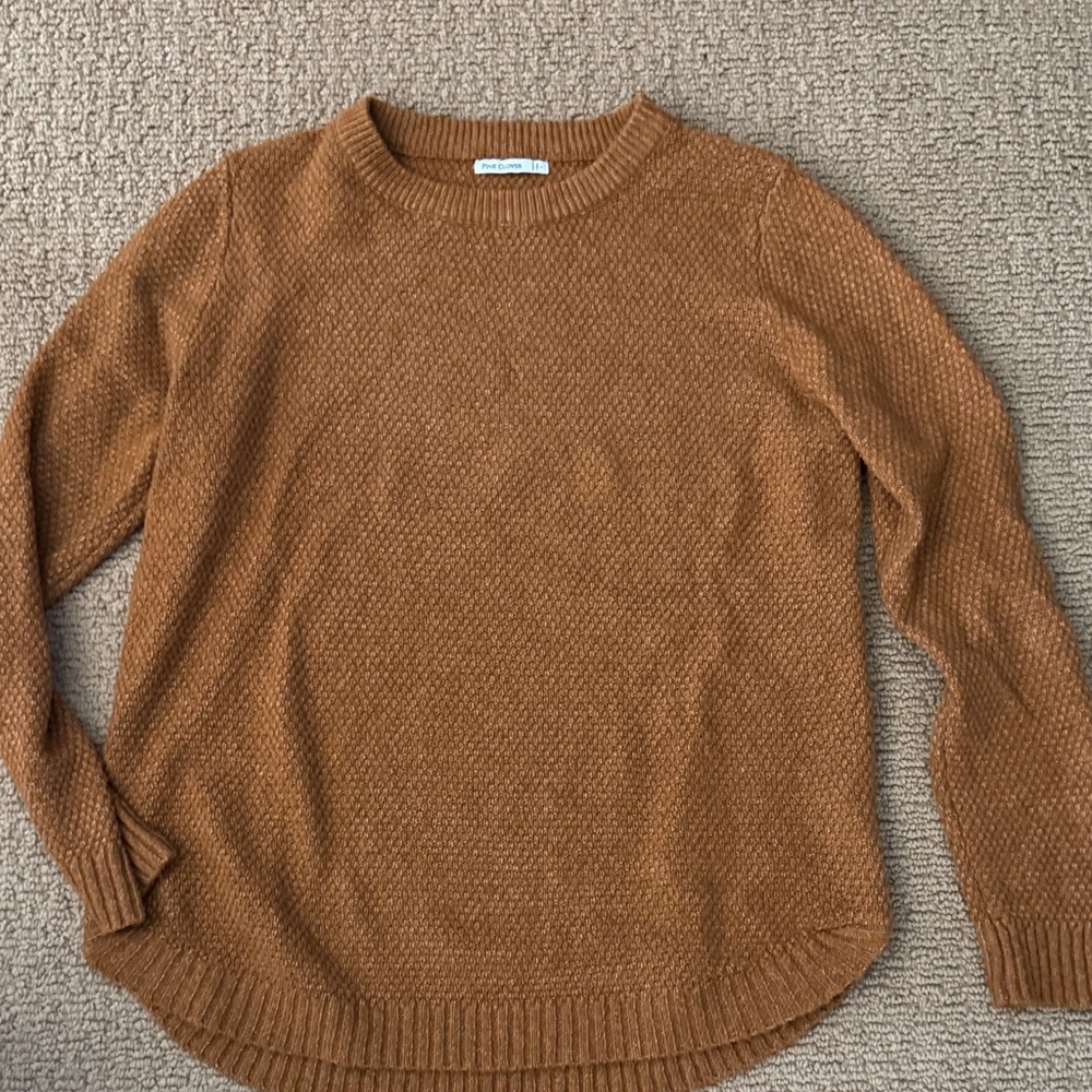Pink Clover Cozy Brown Crew Neck Sweater